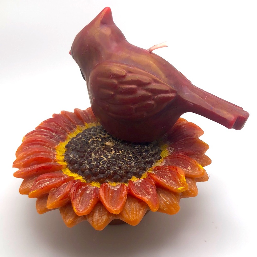 Lovely Sunflower & Cardinal Vintage Candles. Accent. Holiday Spirit. Autumn